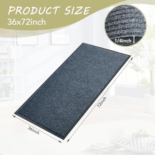 Front Door Mat, 3'x6'Indoor Outdoor Welcome Commercial Floor Mats - size: 36"x72"