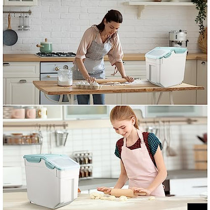 Sunnyray 4 Pcs 55 Lbs Blue Rice Flour Storage Bins with Wheels - color: Blue, size: 55 lbs