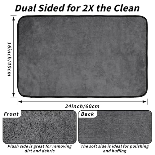 20 Pack Microfiber Towels for Cars, 24" x 16" Dual-Sided Car Drying Towel - color: Gray, size: 24x16in- 20 Pack