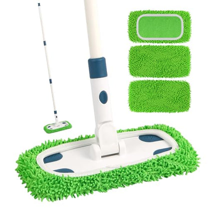 Sweeper Mop System with 3 Reusable Microfiber Mop Pads