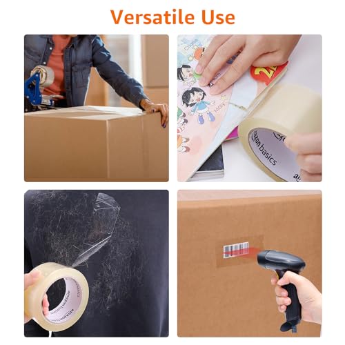 Amazon Basics Strong Packing Tape for Moving, Packaging, Shipping and Storing, Clear, 2 in x 60 yards, 2.7mil Thickness, 12-Roll - size: 2 in x 60 yards, 2.7mil Thickness