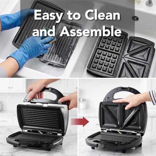 OVENTE Electric Sandwich, Panini and Waffle Maker Set, Black GPI202B - color: GPI202B