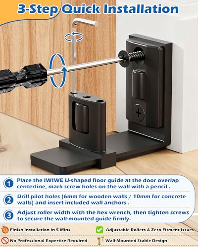 IWIWE U‑Shape Sliding Barn Door Floor Stopper, Bottom Floor Guide 1 Pack - size: U-Shape Guide - 1 Pack