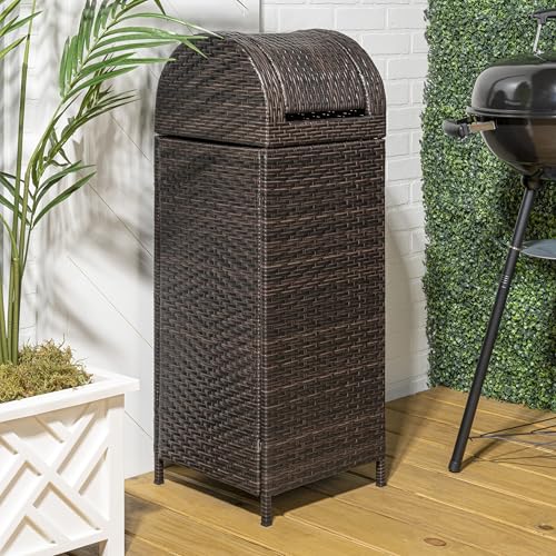 happimess Darla 24 Gal Outdoor Trash Can Swing Top, Brown - color: Brown, size: 24 Gallons