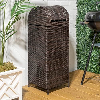 happimess Darla 24 Gal Outdoor Trash Can Swing Top, Brown - color: Brown, size: 24 Gallons
