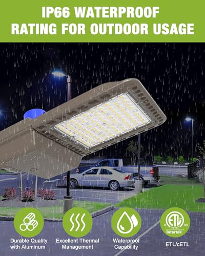 YXL LED Parking Lot Light, 200W LED Shoebox Light with Dusk to Dawn Photocell,28000LM 5000K Daylight Arm Mount, IP65 Waterproof, LED Area Light for Parking Lot Sports Stadium, 3 Pack, L2115200 - size: 200W Arm 3Pack