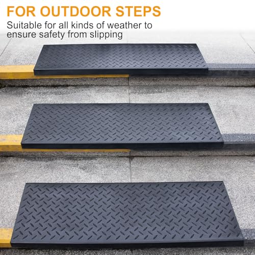 Spurtar Rubber Stair Treads 29.69" x 9.85" 3PCS Outdoor Stair Treads, Black - color: Diamond Black, size: 29.69" x 9.85"-3Pack