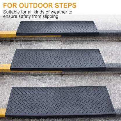 Spurtar Rubber Stair Treads 29.69" x 9.85" 3PCS Outdoor Stair Treads, Black - color: Diamond Black, size: 29.69" x 9.85"-3Pack