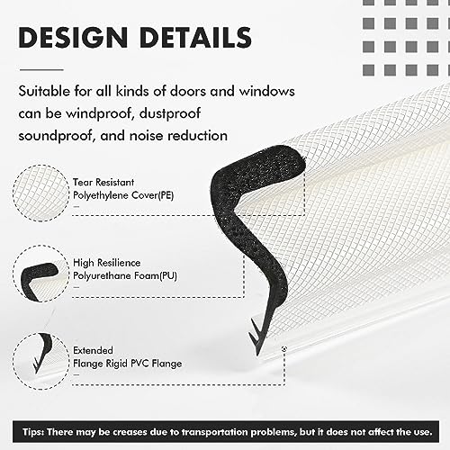 BBTO Weather Stripping Door Window Seal V-Shaped Foam Kerf,150 Feet,White - color: White, size: 150 Feet