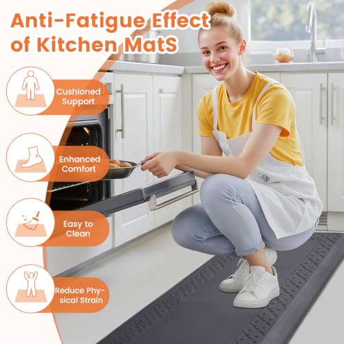 4/5 Inch Thicker Kitchen Mats Anti Fatigue Comfort Mat Standing Desk Rugs - color: Grey, size: 60"L x 17"W x 0.8"Th
