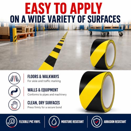GGR Supplies Black & Yellow Hazard Stripe Tape, 3/4 inch x 18 Yards - color: Black & Yellow, size: 3/4 in. x 18 yds. (18mm)