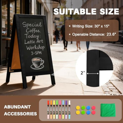 4 THOUGHT Heavy Duty A-Frame Magnetic Chalkboard 40"x20", Black - color: Black - Heavy Duty Series