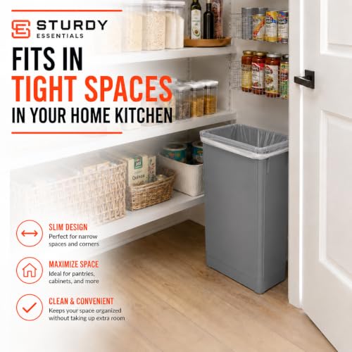23 Gallon Slim Jim Rectangular Gray Trash Can | 3 Pack - color: Gray