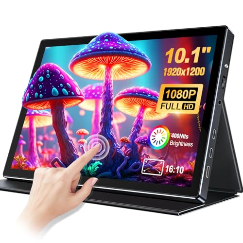 10.1 Portable Touchscreen Monitor,HDMI USB-C for Travel Mac (dark black) - color: dark black