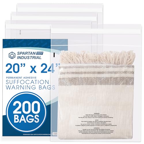 20" X 24" (200 Count) Self-Seal Clear Poly Bags With Suffocation Warning - size: 20" x 24"