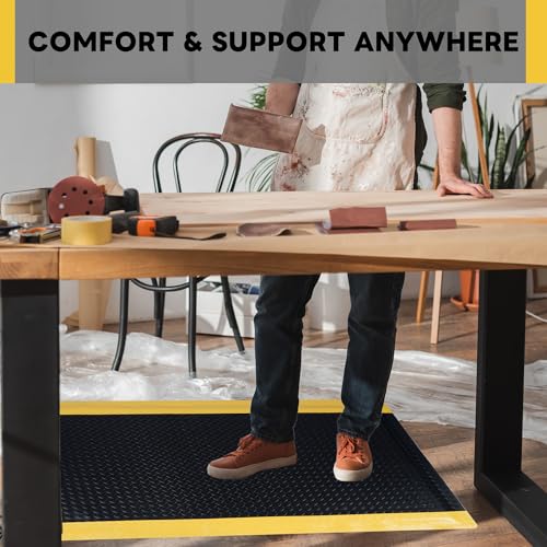 Nisorpa Anti Fatigue Mats Industrial 3' x 6' Ergonomic Standing Mat 15/16" Extra Thick Heavy Duty Commercial Diamond Plate Support Shop Floor Mats for Leg & Back Pain - size: 3' x 6'
