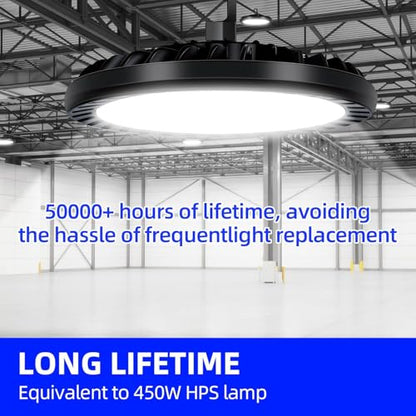 hykolity UFO LED High Bay Light, 150W, 19500LM, 5000K Daylight, 130LM/W - size: 150W