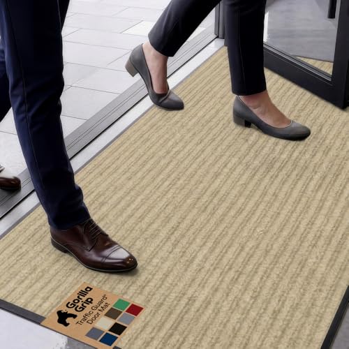 GORILLA GRIP Traffic Guard Indoor Outdoor Heavy Duty Door Mat, 60x36 Beige - color: Beige, size: 60" X 36"