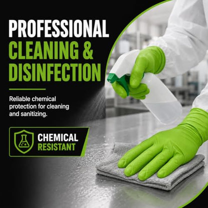 8 Mil Green Nitrile Gloves, Disposable Gloves, 100 Count - size: Medium