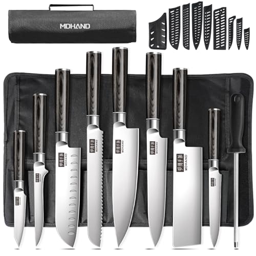 MDHAND Chef Knife Set with Roll Bag, Ultra Sharp Japanese Kitchen Knife Set - size: 9PCS Chef Knife Set