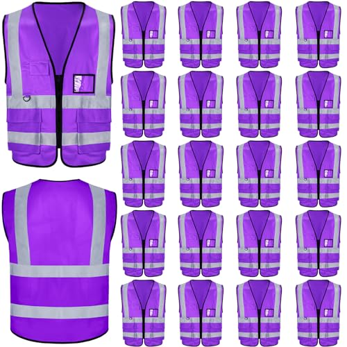EBOOT 20 Pack Safety Vest High Visibility Reflective, Purple - color: Purple