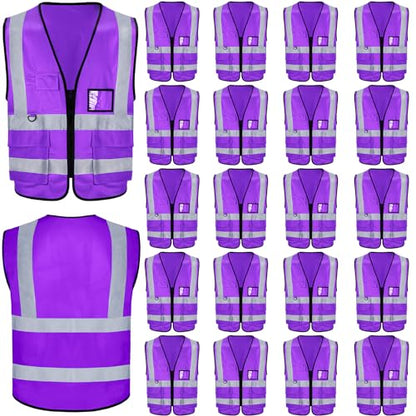 EBOOT 20 Pack Safety Vest High Visibility Reflective, Purple - color: Purple