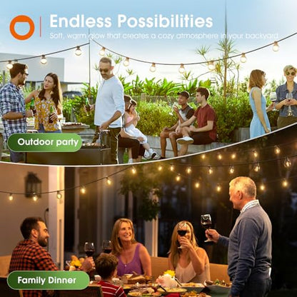 addlon 106FT(100+6) Solar String Lights with Remote, 54 LED G40 Bulbs - size: 100FT