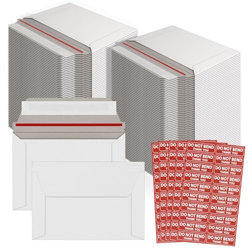100 Pack Rigid Mailers 4.5x6.5 Inch Self Seal Document Mailers, Protective Flat Cardboard Sturdy White Photography Envelopes for Photos, Document, Trading Card, Coins, Stamps - color: 4.5x6.5 Inch-100 Pack