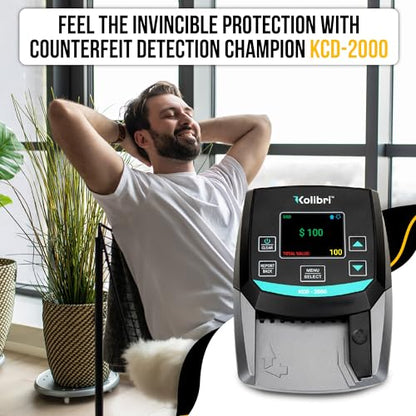 KOLIBRI KCD-2000 Advanced Counterfeit Bill Detector | All-Orientation Counterfeit Detection Bill Counter | Money Counter by Denomination | Detect Fake Bills Fast - size: Small (KCD-2000)