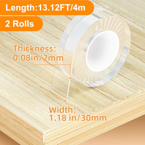 13.12 FT Clear Edge Protector Strip Sharp Edge Wrap Cover Tape,2 Rolls - size: 1.18in x 13.12FT, 2 Rolls, 0 Corners