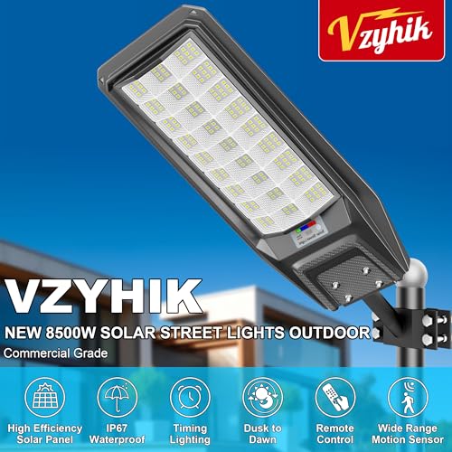 9500W Solar Street Light Outdoor Waterproof, 250000LM Large Commercial Light Solar Powered Dusk to Dawn LED Security Flood Lights with Remote/Motion Sensor, IP67 for Parking Lot/Garden/Yard - size: XXL--4Pack