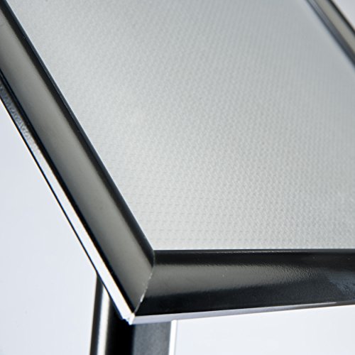 M&T Displays Curved Menu Board, 11x17 inch Black Pedestal Sign Holder Floor Standing Aluminum Front Loading Easy Open Poster Message Advertisement Holder for Restaurant Cafe Hotel
