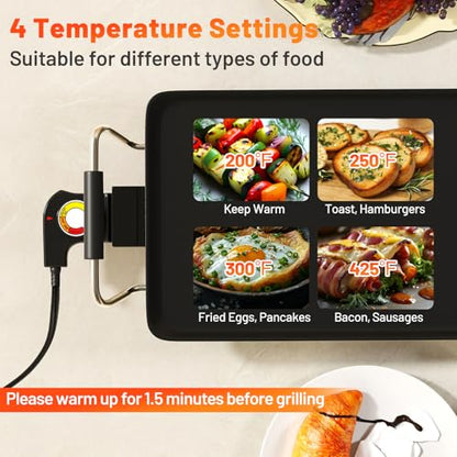 Costzon 35.5" Electric Griddle, 1400W Nonstick Extra Large Griddle, Long Table Top Grill w/5-Level Temp & Drip Tray, Indoor Outdoor Cooking Plates Teppanyaki Grill for Pancake, BBQ, Camping Gatherings - size: 35.5"