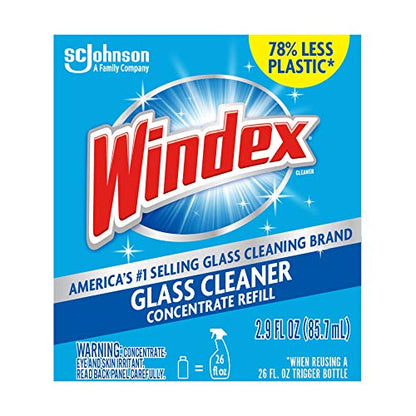 Windex Glass Cleaner Concentrate, Two 2.9 Ounce Concentrated Refill Bottles