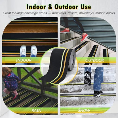 S&X Anti Slip Tape 6in x 60ft Grip Tape for Stairs, Reflective/Glow - color: Reflective/Glow-in-the-Dark, size: 6" X 60'