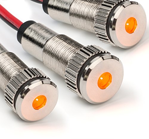 3 Pack of PLUG-N-PLAY Instrument Cluster LED Indicator Light Dash Bulbs. Aluminum Pilot Lights. Color Acrylic Lens. Flush Panel Mount 5/16" 8mm 12V for Speedometer Odometer (Silver Bezel, Amber LED) - color: Silver Bezel, Amber LED, size: 3 Pack