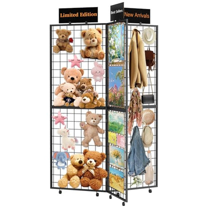 360° Foldable Grid Wall Panel, Three Gridwall Display Stand