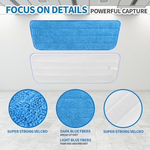 AmaVins 3-Pack Microfiber Mop Replacement Pads Compatible with Bona Mop - color: Sky Blue 3 Pack
