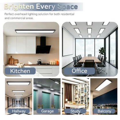 1x4 LED Flat Panel Light,Surface Mount Ceiling Light,3CCT Selectable - color: Black, size: 2PACK
