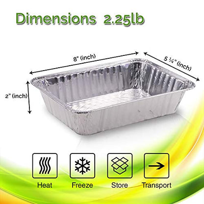 Diplastible Disposable Aluminum Pans with Lids | 10 pack 1-Dinner Portion Pan Oblong Cookware Pans Best Use for Baking, Meal Preparations, Cooking, Roasting, Grilling, Toasting | With Foil Lids