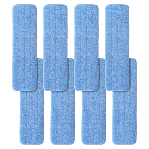 Microfiber Mop Pad for Rubbermaid Commercial 20 Inch Mop Head - 8 Pack Wet & Dry Commercial Cleaning Refills Reusable Mop Refills Fit for Any Microfiber Flat Mop System 18" to 21" - color: Blue-20inch-8pack