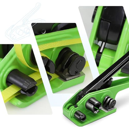 Heavy Duty Banding Strapping kit Contain 1/2" x3200" Polypropylene Packaging Straps & 100 Metal Seals 20 Plastic Edge Protectors Tensioner with Cutter Sealer Tool Glove - size: PP-kit-por
