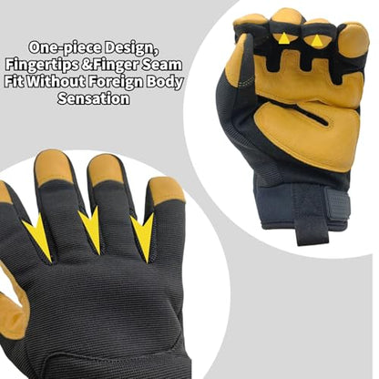 Work Gloves, Multi-Purpose Safety Glove, Black+Yellow, Medium - color: Black+yellow-2, size: Medium