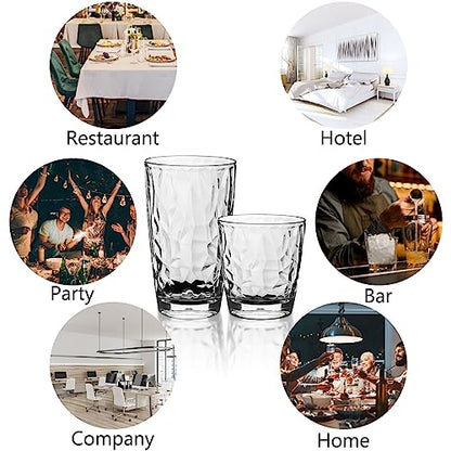 Topsky Reusable Plastic Cups, Shatter Proof Drinking Glasses, Unbreakable Tumblers for Home, Picnic, Party - Dishwasher Safe, Stackable | 10-oz, 16-oz - color: Clear 8pcs.