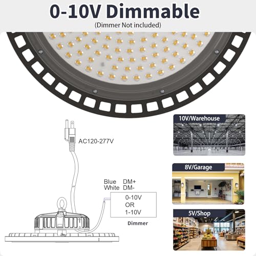 6 Pack UFO LED High Bay Light 0-10V Dimmable 200W 36000LM 5000K - size: 200W