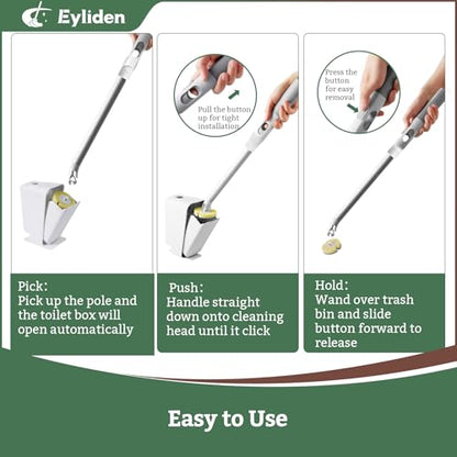 Eyliden Disposable Toilet Brush Set, Wand with 40 Refills & Holder