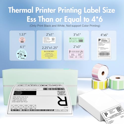 Thermal Shipping Label Printer 4x6 Bluetooth Label Maker for Small Business - color: Green