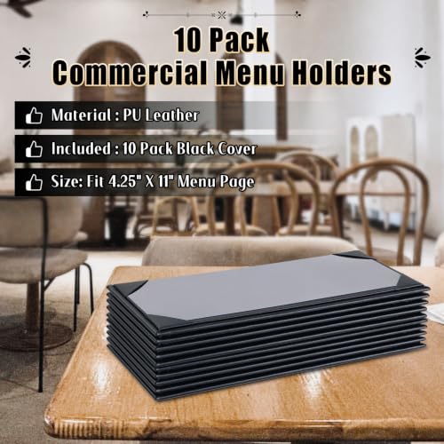 10pcs 1 Page Restaurant Menu Covers 4.25 x 11" with PVC Cover - size: 10 pcs/4.25 x 11"/Single view