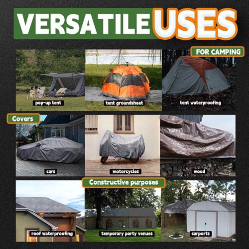 RAINDEWAY 5x7 Feet(3 Pack) Tarps Heavy Duty Waterproof,10Mil Small Tarp - color: Silver/Brown, size: 5x7 Feet (3 Pack)-Finished size