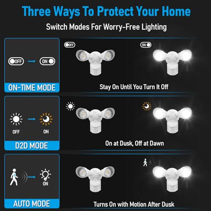 LEONLITE Motion Sensor Security Lights Dusk to Dawn IP65 3000K White - color: White (3000K)